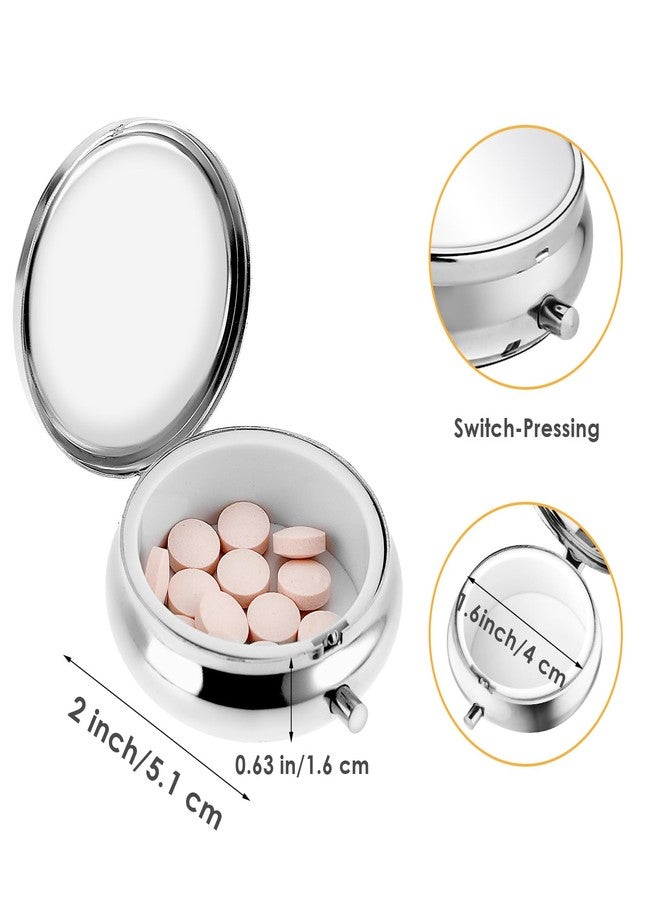 WY LIGHTING LEVEL 2Pcs Pill Box Small Pill Case for Purse or Pocket, Portable Cute Pill Container Metal Pill Box Decorative Medicine, Vitamin, Fish Oil and Supplements Holder Organizer (Silver&Gold) - Image 2